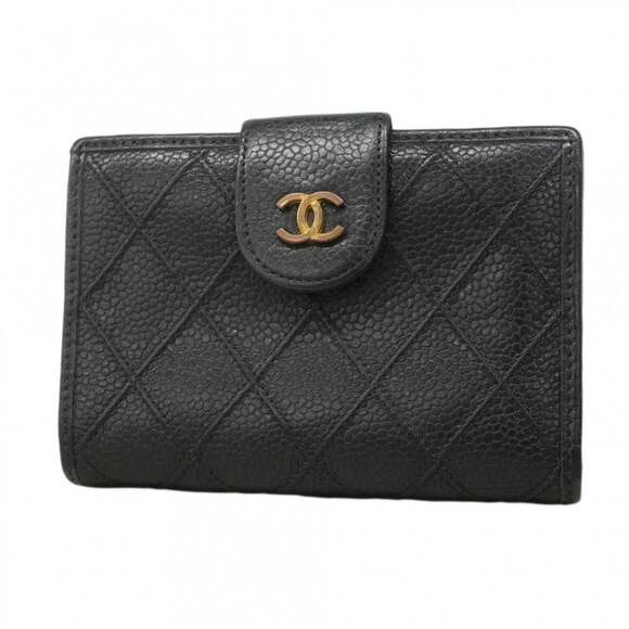 CHANEL Handbags - CHANEL Black Caviar Leather Wallet